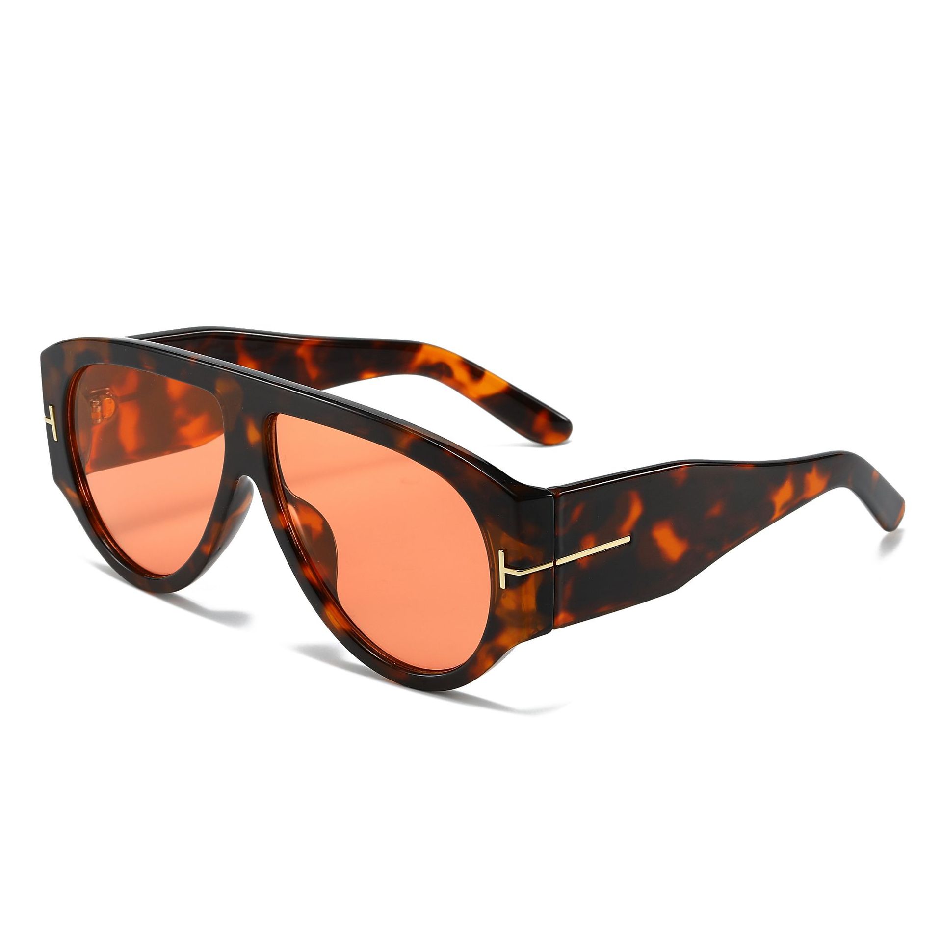 Oversized print sunglasses with red lenses