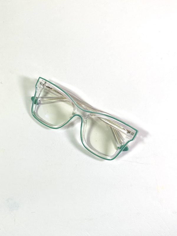 mint green female eyeglasses