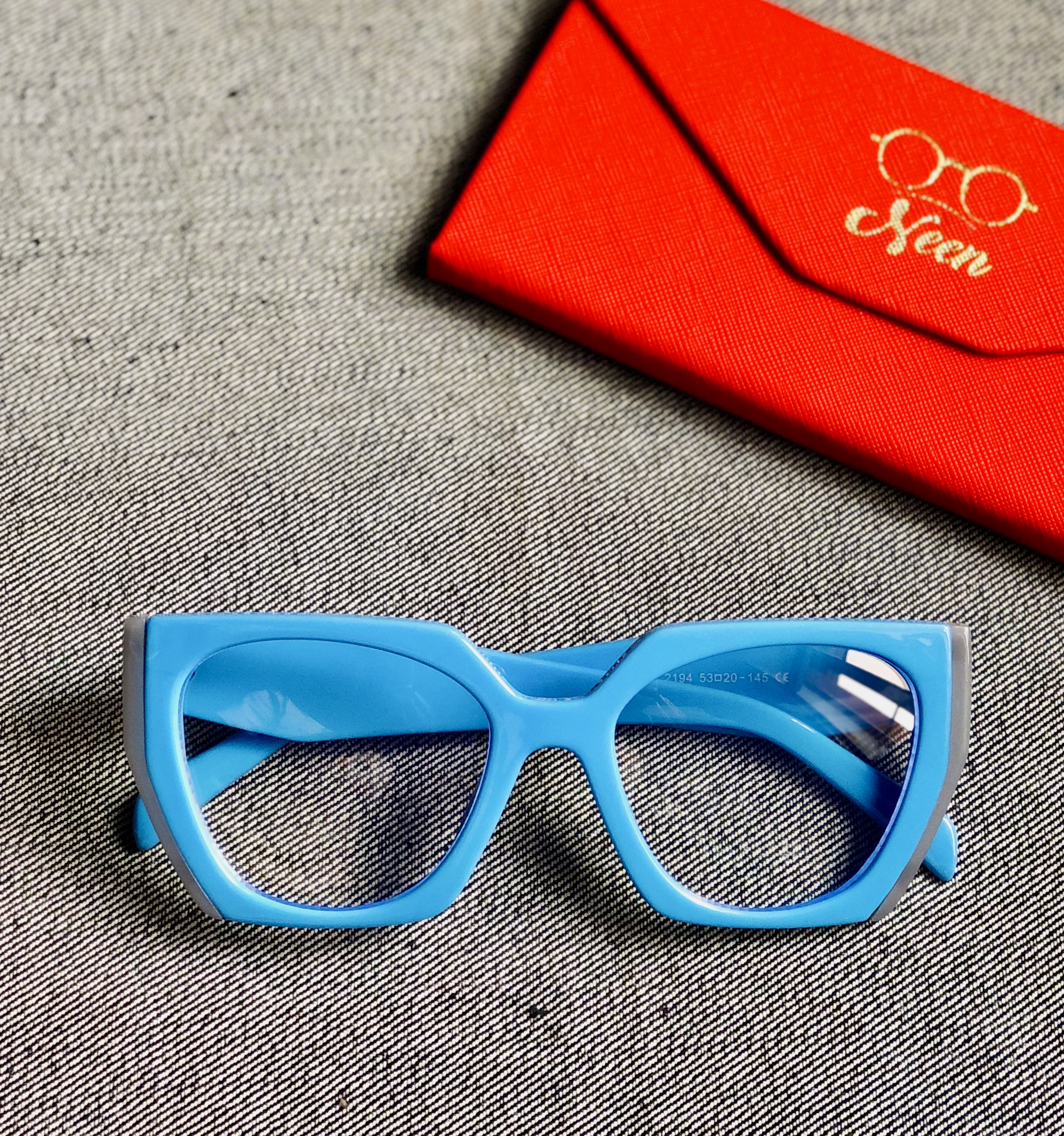 Blue acetate eyeglasses for women