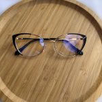 Cat eye black metal eyeglasses