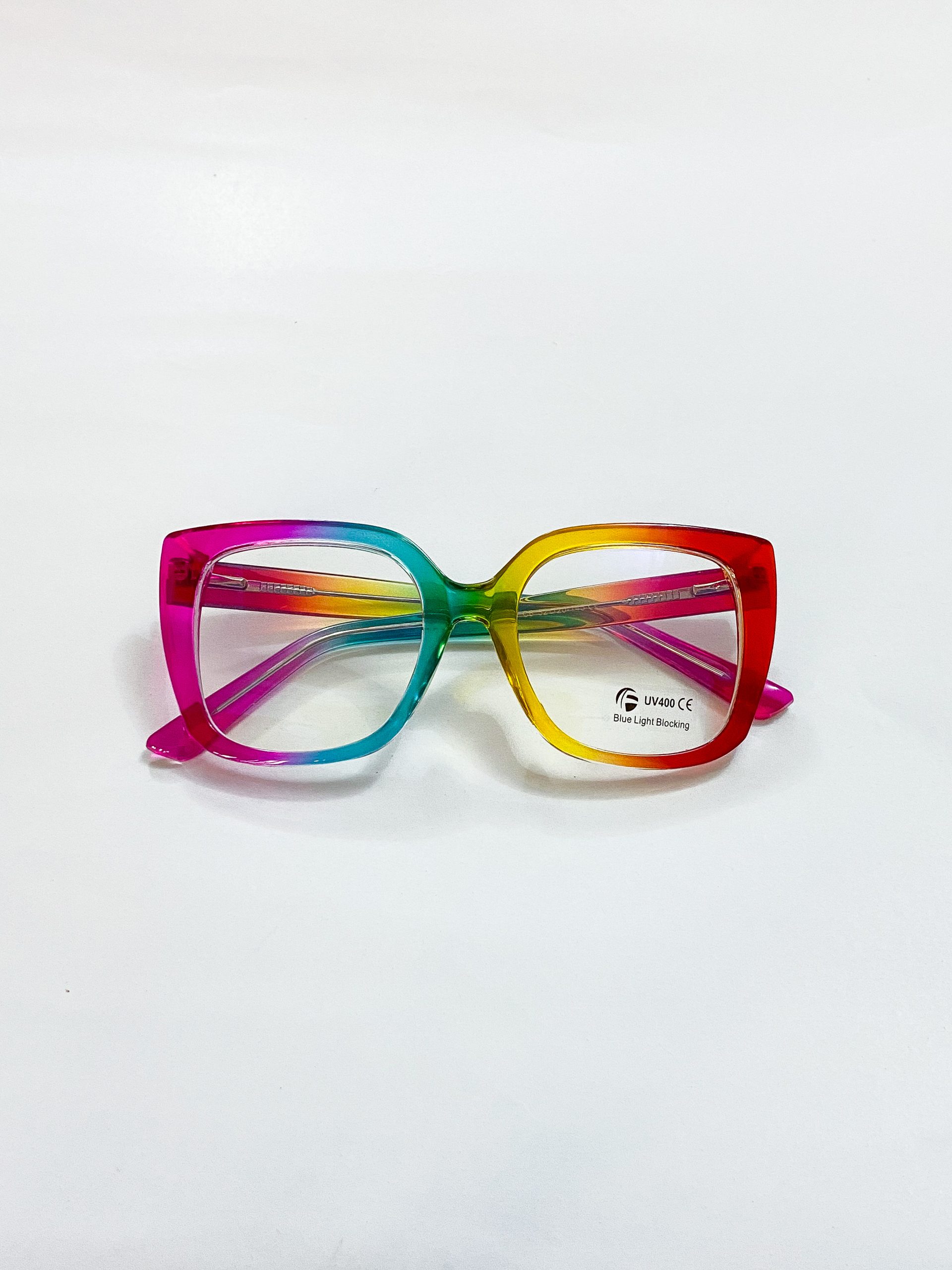 Rainbow colored eyeglasses