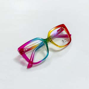 multicolored female eyeglasses